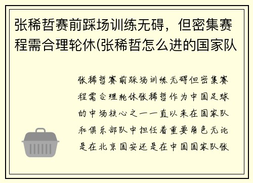 张稀哲赛前踩场训练无碍，但密集赛程需合理轮休(张稀哲怎么进的国家队)